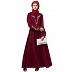 Embroidery abaya with balloon sleeves- Maroon